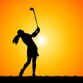 Silhouettes golfer Royalty Free Stock Photo