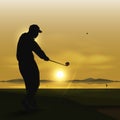 Silhouettes golfer swing