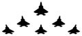 Silhouettes of group F 22 fighter.