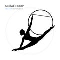 WebSilhouettes of a gymnast in the aerial hoop. Vector illustration on white background. Air gymnastics concept Royalty Free Stock Photo