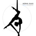WebSilhouettes of a gymnast in the aerial silks. Vector illustration on white background. Air gymnastics concept Royalty Free Stock Photo