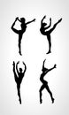 Silhouettes of gymnastic girls. Art gymnastics