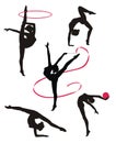 Silhouettes of gymnasts.