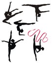 Silhouettes of gymnasts.