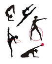 Silhouettes of gymnasts.