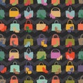 Silhouettes of handbag,shoes.Seamless pattern Royalty Free Stock Photo