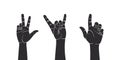 Silhouettes of hands. Raised hands. Drawn hands, collaboration, voting, volunteering concert. Vector illustration