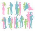 Silhouettes of a Happy Family Royalty Free Stock Photo