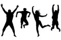 Silhouettes of happy people jumping Royalty Free Stock Photo