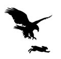 Silhouettes of a hare and eagle. Royalty Free Stock Photo