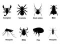 Silhouettes of harmful stinging insects