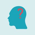Silhouettes head with question mark. Vector flat illustration.