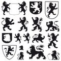 Silhouettes of heraldic lions