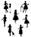 Silhouettes of housewives Royalty Free Stock Photo