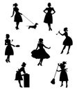 Silhouettes of housewives Royalty Free Stock Photo