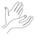 Silhouettes of human hands, applause, in a modern one line style. Continuous line drawing, aesthetic outline for home decor, poste Royalty Free Stock Photo