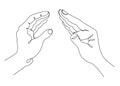 Silhouettes of human hands, applause, in a modern one line style. Continuous line drawing, aesthetic outline for home decor, poste Royalty Free Stock Photo