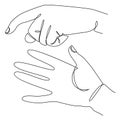 Silhouettes of human hands, applause, in a modern one line style. Continuous line drawing, aesthetic outline for home decor, poste Royalty Free Stock Photo