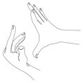 Silhouettes of human hands, applause, in a modern one line style. Continuous line drawing, aesthetic outline for home decor, poste Royalty Free Stock Photo