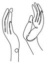 Silhouettes of human hands, applause, in a modern one line style. Continuous line drawing, aesthetic outline for home decor, poste Royalty Free Stock Photo