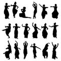 Silhouettes indian dancers Royalty Free Stock Photo