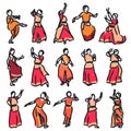 Silhouettes indian dancers Royalty Free Stock Photo