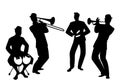 Silhouettes of Latin band. Four Latin musicians Royalty Free Stock Photo