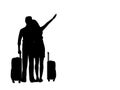 Silhouettes of lovers men and women dream to travel Royalty Free Stock Photo