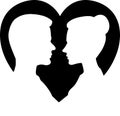 Silhouettes of loving couple
