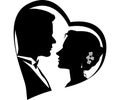 Silhouettes of loving couple