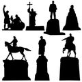 Silhouettes of the main monuments of the city of Moscow on a white background