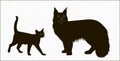 Silhouettes of Maine Coon cats and the Abyssinian