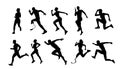 Silhouettes of Male and female athletes running.