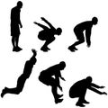 Silhouettes man long jump on white background Royalty Free Stock Photo
