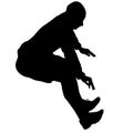 Silhouettes man long jump on white background Royalty Free Stock Photo