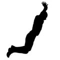 Silhouettes man long jump on white background Royalty Free Stock Photo