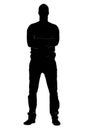 Silhouettes of man, standing business people, black color isolated on white background