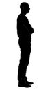 Silhouettes of man, standing business people, black color isolated on white background Royalty Free Stock Photo