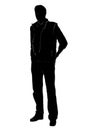 Silhouettes of man, standing business people, black color isolated on white background Royalty Free Stock Photo