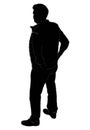 Silhouettes of man, standing business people, black color isolated on white background Royalty Free Stock Photo