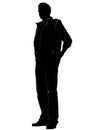 Silhouettes of man, standing business people, black color isolated on white background Royalty Free Stock Photo