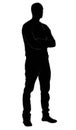 Silhouettes of man, standing business people, black color isolated on white background Royalty Free Stock Photo