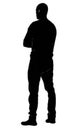 Silhouettes of man, standing business people, black color isolated on white background Royalty Free Stock Photo