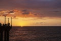 Silhouettes on Manhattan Beach pier watching sunset sunset California Royalty Free Stock Photo