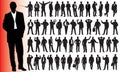 Silhouettes of many business people