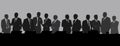 Silhouettes of many business people group are meeting on grey background, flat line vector and illustration.