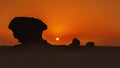 Silhouettes of massif in desert
