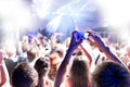 Silhouettes of massive crowd at party concert club music happy Royalty Free Stock Photo