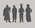 Silhouettes with men on a gray background