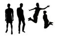 silhouettes of men and a women, a group of standing people, Group of people silhouettes Royalty Free Stock Photo